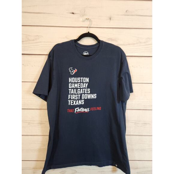 47 Brand Houston Texans Men's Blue Crewneck NFL Football Sports T-Shirt Size XXL - Picture 1 of 5